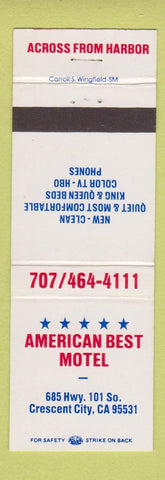 Matchbook Cover - American Best Motel Crescent City CA