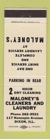 Matchbook Cover - Maloney's Cleaners Laundry Dixon IL