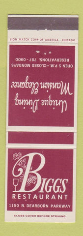 Matchbook Cover - Biggs Restaurant Chicago IL