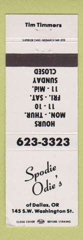 Matchbook Cover - Spodie Odie's Dallas OR WEAR pizza