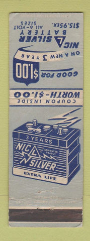 Matchbook Cover - NCL Silver Car Batteries WEAR