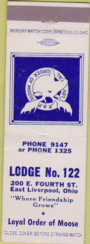 Matchbook Cover - Matchbook Cover Moose Lodge East Liverpool OH
