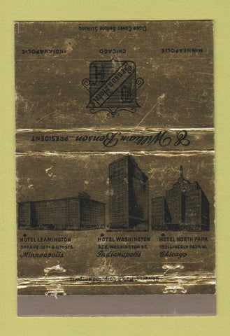 Matchbook Cover - Benson Hotels Minneapolis Chicago Indianapolis  40 Strike