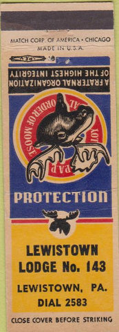 Matchbook Cover - Matchbook Cover Moose Lodge Lewistown PA WEAR