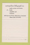Matchbook Cover - Metropolitan Lithograph Bladensburg MD 40 Strike