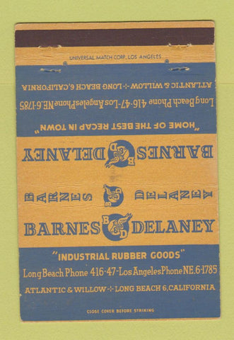Matchbook Cover - Barnes Delaney Rubber Goods Long Beach Los Angeles 40 Strike