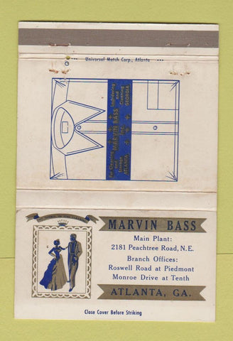 Matchbook Cover - Marvin Bass Men's Clothes Atlanta GA WEAR 40 Strike