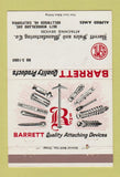 Matchbook Cover - Barrett Attaching Devises Hollywood CA 40 Strike
