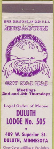 Matchbook Cover - Matchbook Cover Moose Lodge Duluth MN