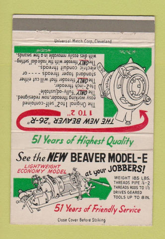 Matchbook Cover - Beaver Pipe Tools Warren OH 40 Strike