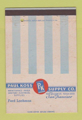 Matchbook Cover - Paul Koss Supply San Francisco CA 40 Strike