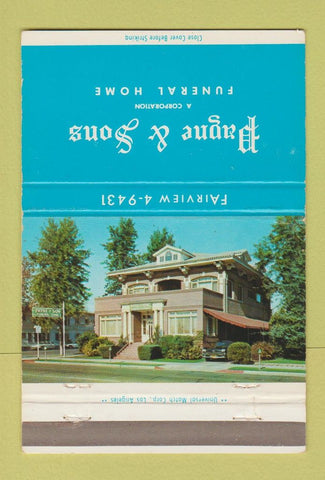 Matchbook Cover - Payne and Sons Funeral Home Bakersfield CA 40 Strike