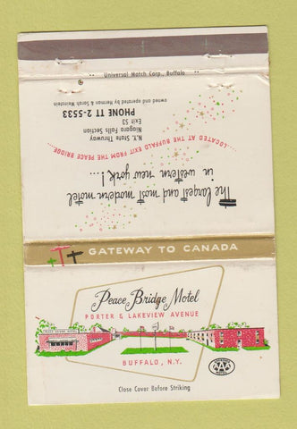 Matchbook Cover - Peace Bridge Motel Buffalo NY 40 Strike