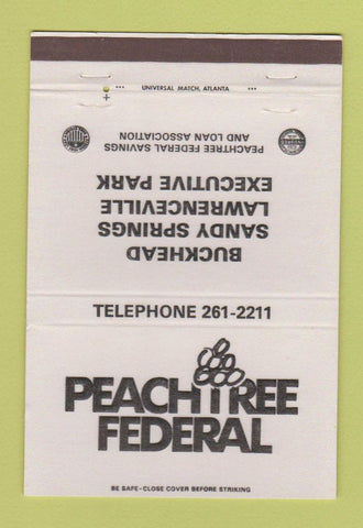 Matchbook Cover - Peachtree Federal Atlanta GA Buckhead Lawrenceville 40 Strike