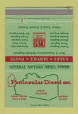 Matchbook Cover - Peninsular Diesel GM Saginaw Detroit Grand Rapids MI 40 Strike