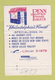 Matchbook Cover - Penn Center Prime Meats Philadelphia PA 40 Strike