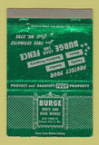 Matchbook Cover - Burge Fence Iron Works Kansas City MO 40 Strike
