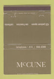 Matchbook Cover - McCune San Francisco CA store 40 Strike