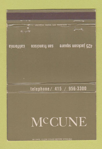 Matchbook Cover - McCune San Francisco CA store 40 Strike