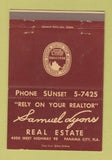 Matchbook Cover - Samuel Lyons Real Estate Panama City FL 40 Strike