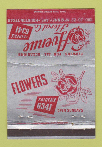 Matchbook Cover - Avenue Floral Flowers Houston TX WEAR 40 Strike