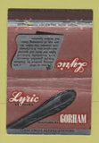 Matchbook Cover - Lyric Gorham Sterling Silverware 40 Strike