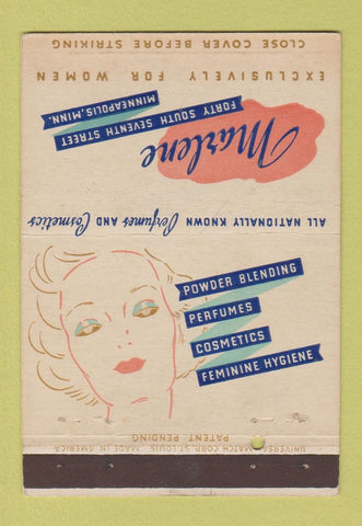 Matchbook Cover - Marlene Perfumes Cosmetics Minneapolis MN girlie 40 Strike