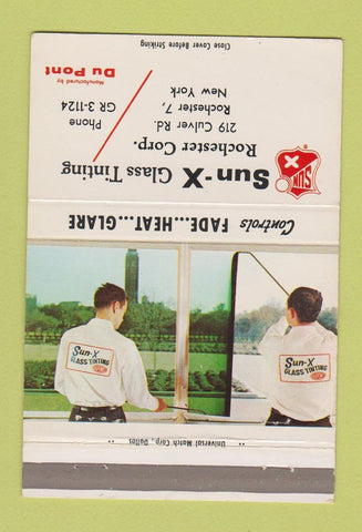 Matchbook Cover - Sun X Glass Tinting Rochester NY 40 Strike