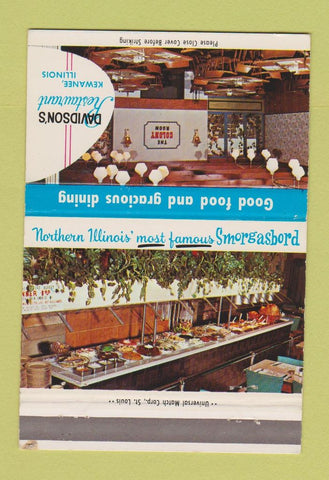 Matchbook Cover - Davidson's Restaurant Kewanee IL 40 Strike