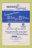 Matchbook Cover - Davidson's Restaurant Kewanee IL 40 Strike