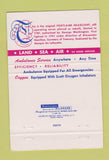 Matchbook Cover - Hay and Peabody Ambulance Portland ME  40 Strike