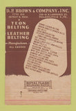 Matchbook Cover - DP Brown Detroit MI Philadelphia PA Belting 40 Strike