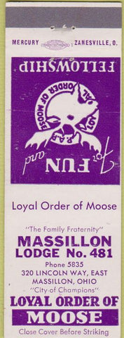 Matchbook Cover - Matchbook Cover Moose Lodge Massillion OH