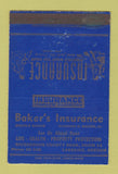 Matchbook Cover - Baker's Insurance Lakeside OR SAMPLE WEAR 40 Strike