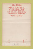 Matchbook Cover - Picciotti's Restaurant Wilmington DE Christmas WEAR 40 Strike