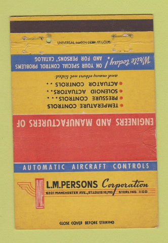 Matchbook Cover - LM Persons Corp St Louis MO WORN 40 Strike