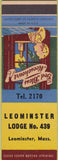 Matchbook Cover - Matchbook Cover Moose Lodge Leomister MA SAMPLE