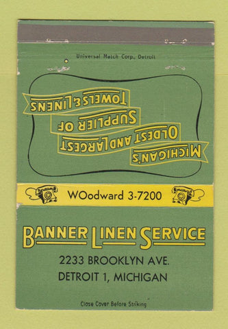 Matchbook Cover - Banner Linen Service Detroit MI towels 40 Strike