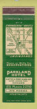 Matchbook Cover - Parkland Hotel Chicago IL
