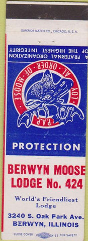 Matchbook Cover - Matchbook Cover Moose Lodge Berwyn IL