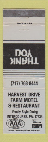 Matchbook Cover - Harvest Drive Farm Motel Restaurant Intercourse PA WEAR
