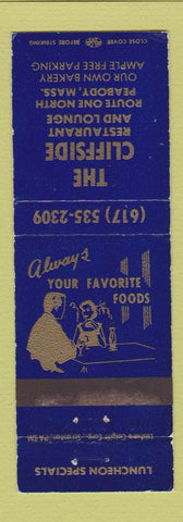 Matchbook Cover - Cliffside Restaurant Peabody MA