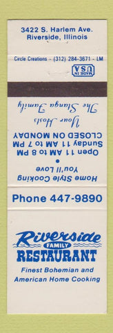 Matchbook Cover - Riverside Restaurant Riverside IL