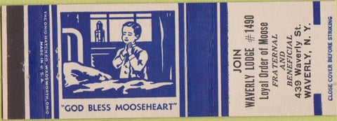 Matchbook Cover - Matchbook Cover Moose Lodge Waverly NY