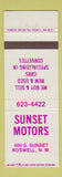 Matchbook Cover - Sunset Motors Roswell NM