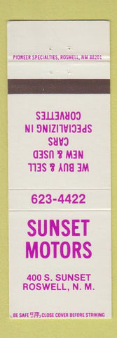 Matchbook Cover - Sunset Motors Roswell NM