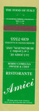Matchbook Cover - Ristorante Amici Italian Burlington ON
