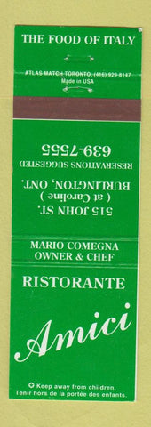 Matchbook Cover - Ristorante Amici Italian Burlington ON