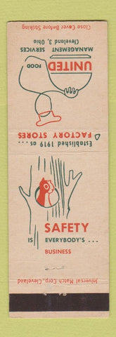 Matchbook Cover - United Food Services Cleveland OH safety