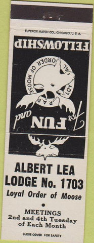 Matchbook Cover - Matchbook Cover Moose Lodge Albert Lea MN